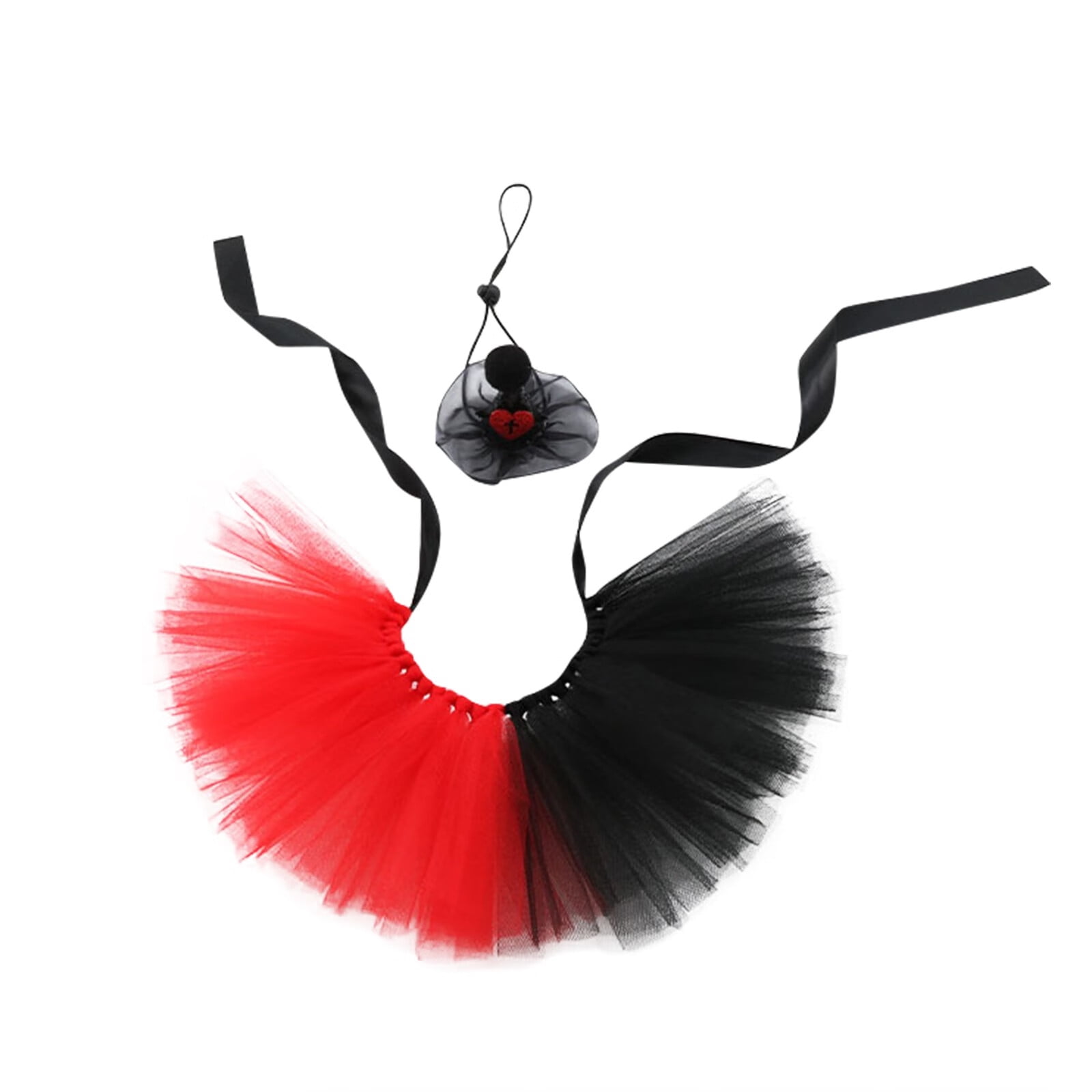Black Red Skirt Cat And Dog Halloween Hat Tuft Skirt Set Cotton Costume For Halloween Dress Up