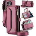 thumbnail image 1 of for iPhone 13 Pro Case, Crossbody Wallet Phone Case with RFID Blocking Kickstand, Anti-Drop Wireless Charging Card Slots, PU Leather Shoulder Bag Clutch Adjustable Strap, 1 of 9
