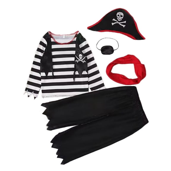 WIBACKER 2-6Y Halloween Baby's Pirate Costumes, Kids Captain Outfit Set Toddler Pretend Role Play Dress Up Party Cosplay