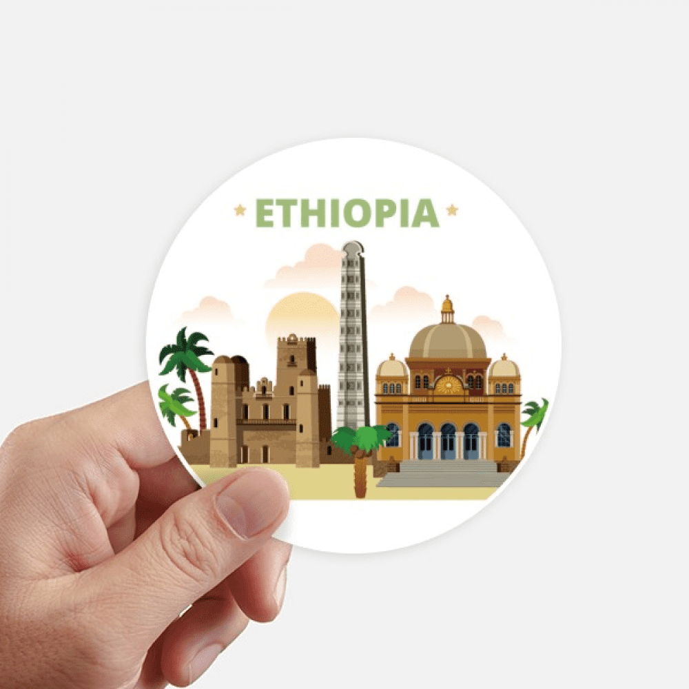 City Castle Ethiopia Sticker Round Wall Suitcase Laptop Label Bumper