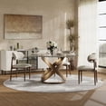 thumbnail image 2 of POVISON-51"Modern Round Glass Dining Table for 4, Tempered Glass Circle Dining Room Table for Kitchen, Transparent Glass Kitchen Table, Bronze X Carbon Steel Base, 2 of 8