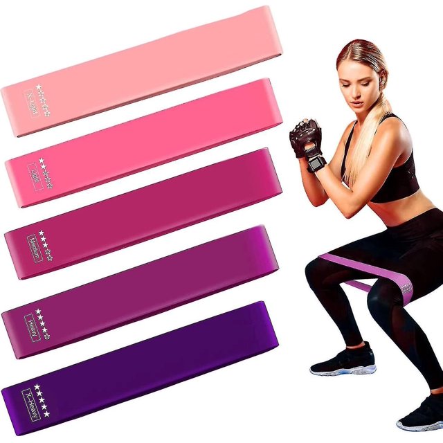 Bandas de fitness Juego de 5 bandas de resistencia para ejercicios Entrenamiento de fuerza con transporte-c