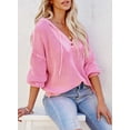 thumbnail image 7 of Asyoly Womens Henley Hooded Sweater Long Sleeve Button Up V Neck Drawstring Loose Chunky Knit Pullover Oversized Jumper Casual Tops, 7 of 7