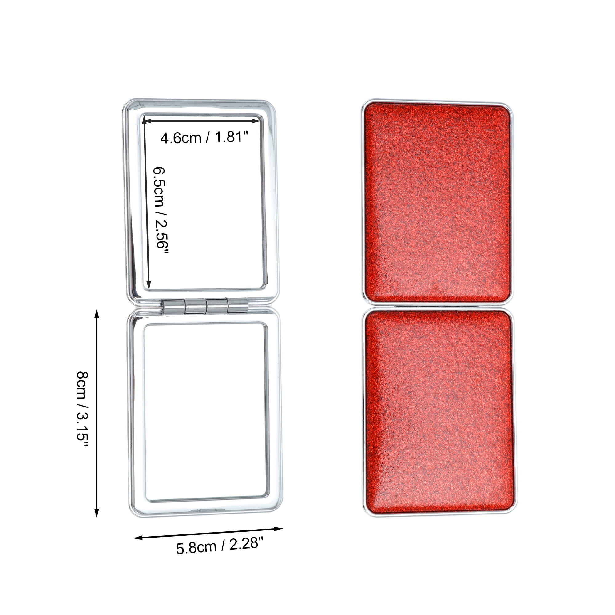 Unique Bargains 1 Pc Women Rectangular Double-sided Makeup Mirror for Travel Red