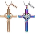 thumbnail image 3 of Crystal Cross Necklace for Ashes Birthstone Cross Urn Necklaces for Ashes Keepsake Cremation Jewelry for Pet Human Ashes, 3 of 7