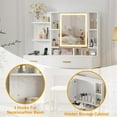 thumbnail image 4 of BeesClover Makeup Vanity with Power Outlet, Vanity Desk with Mirror and Lights, Makeup Vanity Table with 2 Drawers, 9 Open Shelves& 2 Cabinets, Dressing Table with Cushioned Stool for Bedroom, 4 of 6