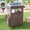 Brown, variant on Oufan Outdoor Kitchen Island w/ Stainless Steel Top, Wooden Grill Cart w/ Drop Leaf, Barn Door & Drawer, Spice Racks & Towel Rack, Bar Cart for Lawn