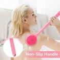 thumbnail image 5 of PINGKO Silicone Back Scrubber for Shower Bath Body Brush with Long Handle, BPA-Free, Hypoallergenic, Eco-Friendly for All Skin Back Cleaning Wash for Men Women(Pink), 5 of 8