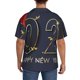 thumbnail image 3 of Fotbe 2025 New Year 2 Camisa Estampada de Manga Corta para Hombre, Casual de Verano, Estilo Playero, Sin Arrugas-Small, 3 of 5