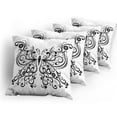 thumbnail image 5 of Ambesonne Animal Throw Pillow Cover 4 Pack, Swirled Wing with Flower, 16", White and Black, 5 of 7
