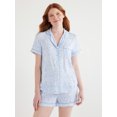thumbnail image 2 of Joyspun Women's Dreamy Soft Collection Notch Collar Top and Shorts Pajama Set, 2-Piece, Sizes XS-3X, 2 of 6