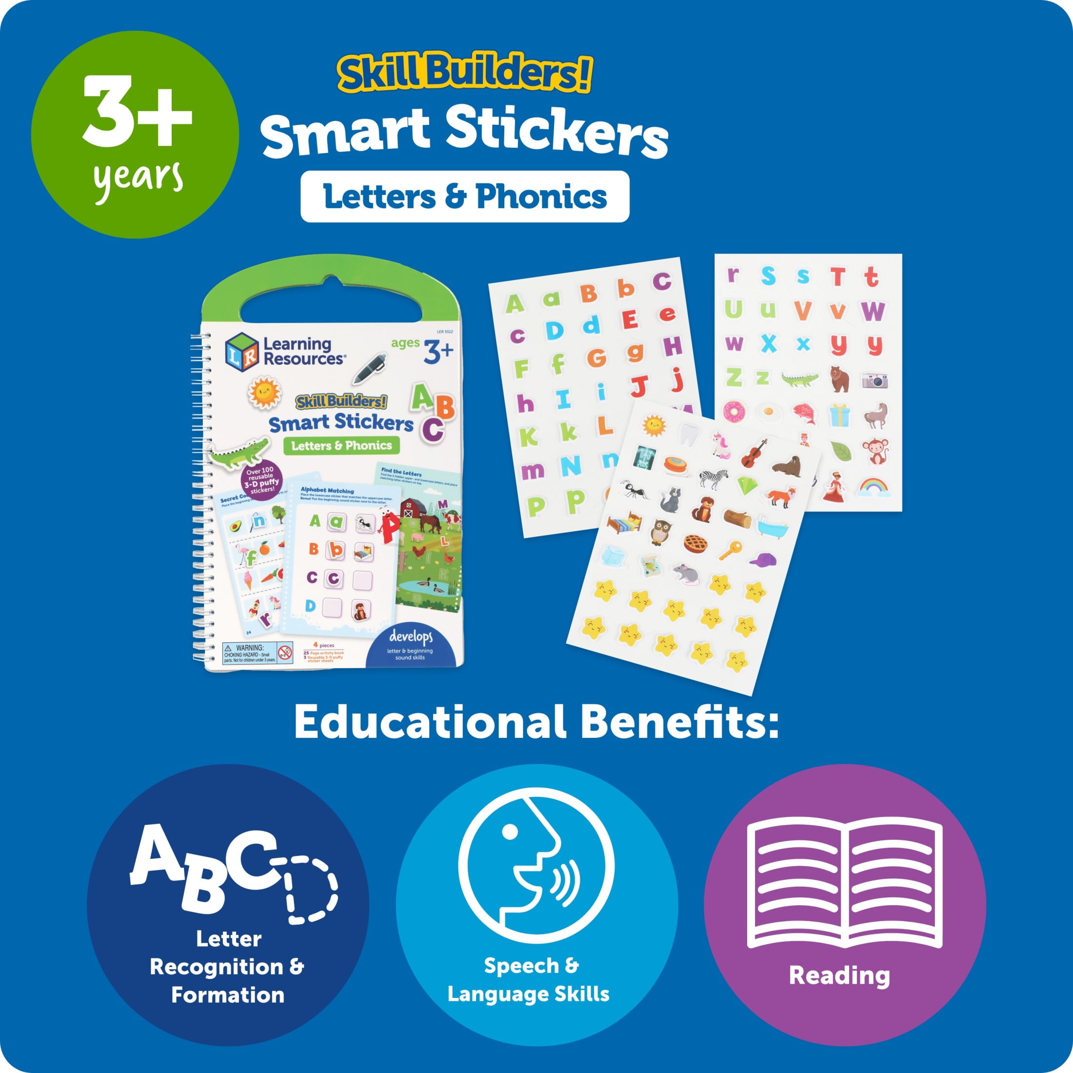 Learning Resources Skill Builders! Smart Stickers Letters & Phonics, ABC, Montessori, Ages 3+