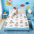 thumbnail image 3 of Manfei Watercolor Sea Lion Full Size Sheets for Kids Boys and Girls, Starfish Bow Dot Bed Sheets 4-Piece, 1 Flat Sheet, 1 Fitted Sheet and 2 Pillowcases, 3 of 6