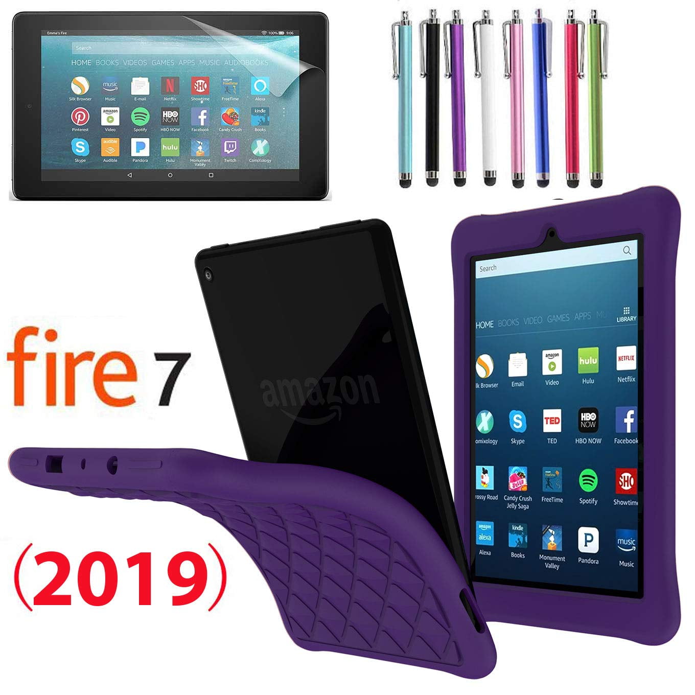 EpicGadget Amazon Fire 7 (2019) Silicone Case, Soft Lightweight Diamond