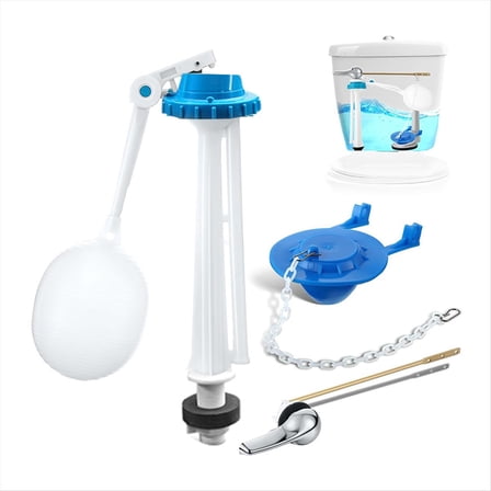Quaqdae Toilet Tank Replacement Kit, Float Valve Kit 2 Inch Flapper, Front Mount Flush Handle