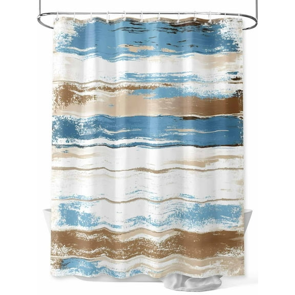 Blue Brown Shower Curtain, Wood Grain Oil Painting Vintage Abstract Art Waterproof Shower Curtain Set with 12 Hooks Lightweight Washable Fabric Shower Curtains for Bathroom 60x72 Inches