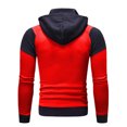 thumbnail image 4 of Men's Fake Two-piece Sports Sweatshirt with Long Sleeve Zipper Hooded Jacket - Color Block Casual Coat for Winter Activities, Christmas Gifts, and Outdoor Fun,Red,XL, 4 of 5