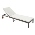 thumbnail image 1 of Outsunny Patio Rattan Sun Lounger, Cream White Wicker Chaise Lounge with Adjustable 4-Level Backrest & Wheels, Weather-Resistant PE Rattan, 76.8" L x 27.5" W, for Deck, Poolside, Garden Relaxation, 1 of 7