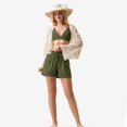 thumbnail image 4 of Women'S Linen Shorts Casual Summer Shorts High Waisted Comfy Pull on Shorts with Pockets Green XL, 4 of 7