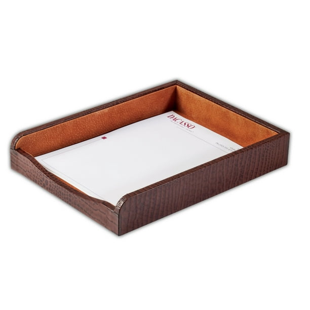 Brown Crocodile Embossed Leather Letter Tray Walmart Com Walmart Com
