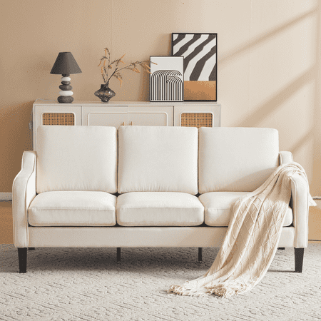 EROMMY 3 Seat Sofa, Modern Fabric Couch, 72" Sofa Couch, Sofas for Living Room, Beige