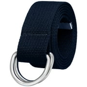 Falari Canvas Web Belt Metal Double D Ring Buckle for Men Women Casual Cloth Military Style Belt 1 1/2" Wide Navy XX-Large