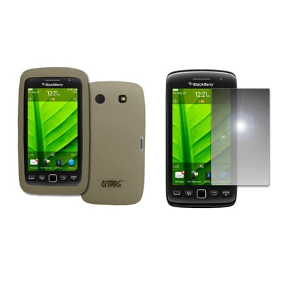 9850 Screen Protectors EMPIRE Smoke Silicone Skin Case Cover + Mirror Screen Protector for BlackBerry Torch 9850 ()