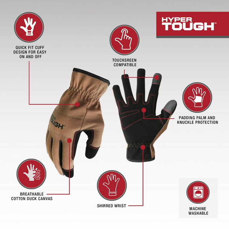 Hyper Tough Medium No-Slip Grip Gloves 