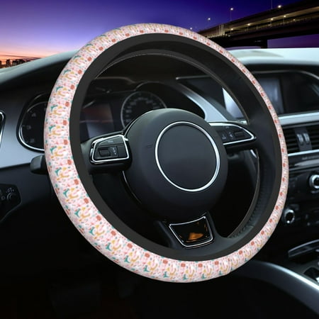Elastic Steering Wheel Cover cartoon christmas animals Stretch Thickening Car Steering Wheel Cover Women Men Steering Wheel Protector Universal 15 in