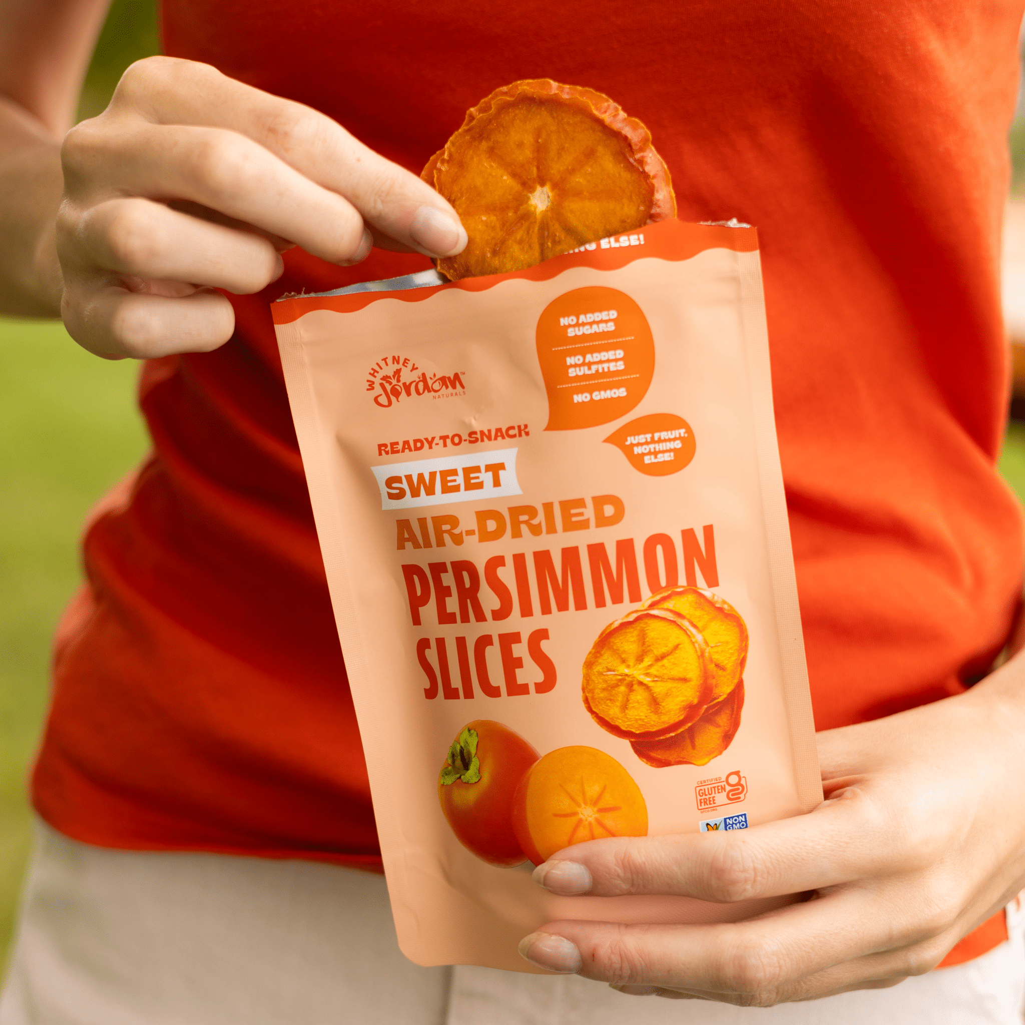 Air Dried Persimmon Slices, 2oz bags - 10 count case