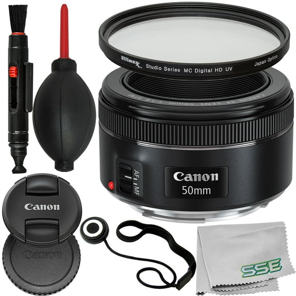 Canon EF 50mm f/1.8 STM Lens 8PC Accessory Bundle ? Includes Manufacturer Accessories + UV Filter + Lens Cap Keeper + More ? International Version (No Warranty)