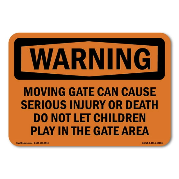 OSHA WARNING Sign - Moving Gate Can Cause Serious Injury Or | Decal | Protect Your Business, Work Site, Warehouse & Shop Area | Made in the USA