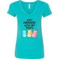 thumbnail image 3 of Inktastic Easter Just Hangin' with My Peeps Women's V-Neck T-Shirt, 3 of 5