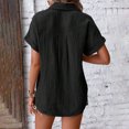 thumbnail image 4 of QHFBli Womens Casual Cotton Linen Button Down Short Sleeve Shirts Solid Summer Beach Blouses Tops with Pocket, 4 of 4