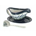 thumbnail image 1 of Blue Rose Polish Pottery Blue Posy Gravy Boat & Ladle, 1 of 4
