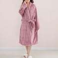 thumbnail image 2 of Xuniizn Womens Robes Plush Fleece Bathrobe Warm Cozy Thick Nightgown with Pockets Fluffy Sleepwear Bandage Bath Robe with Pockets Solid Color, 2 of 8