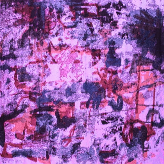 Ahgly Company Indoor Square Abstract Purple Contemporary Area Rugs, 6' Square