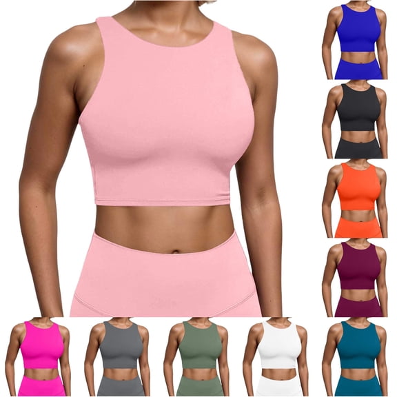 ChoXxx Women's Built In Padded Top Racerback Vest Sports Bra Open Back Pink XL