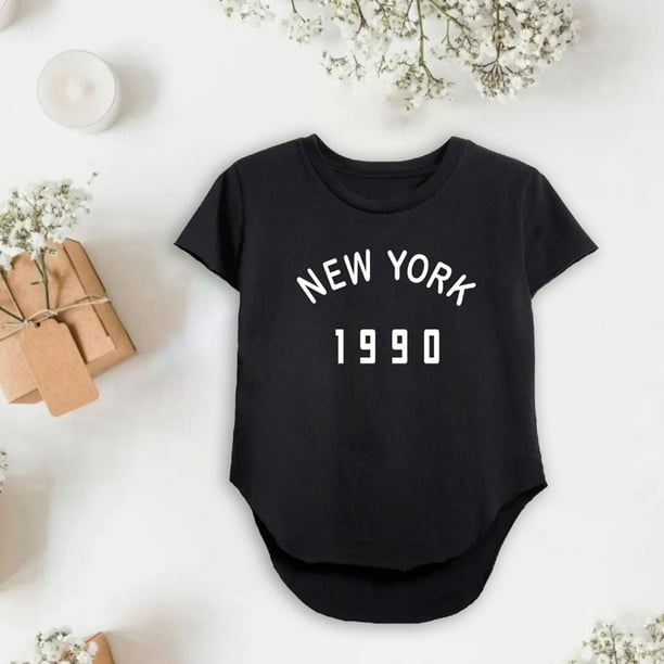 Tops tipo túnica para mujer, camiseta de manga corta, ropa negra