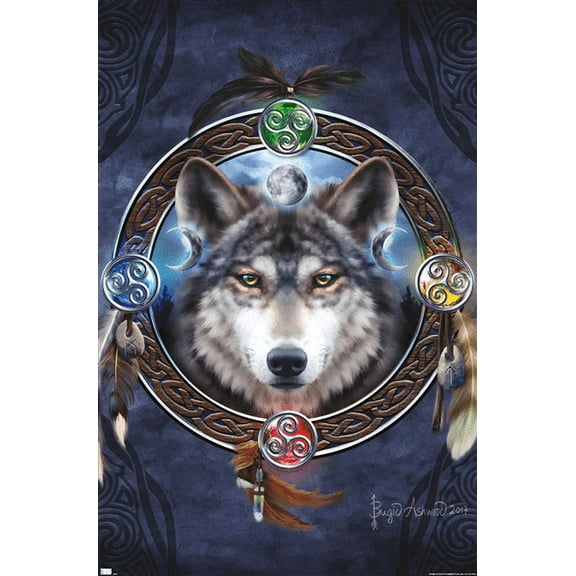 Brigid Ashwood - Celtic Wolf Guide Wall Poster, 22.375" x 34"