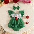 thumbnail image 4 of Bigetiay Toddler Girls Christmas Outfits Ruffled Sleeve Romper Bodysuits Headbands Set, Size 6-12 Months, 4 of 7
