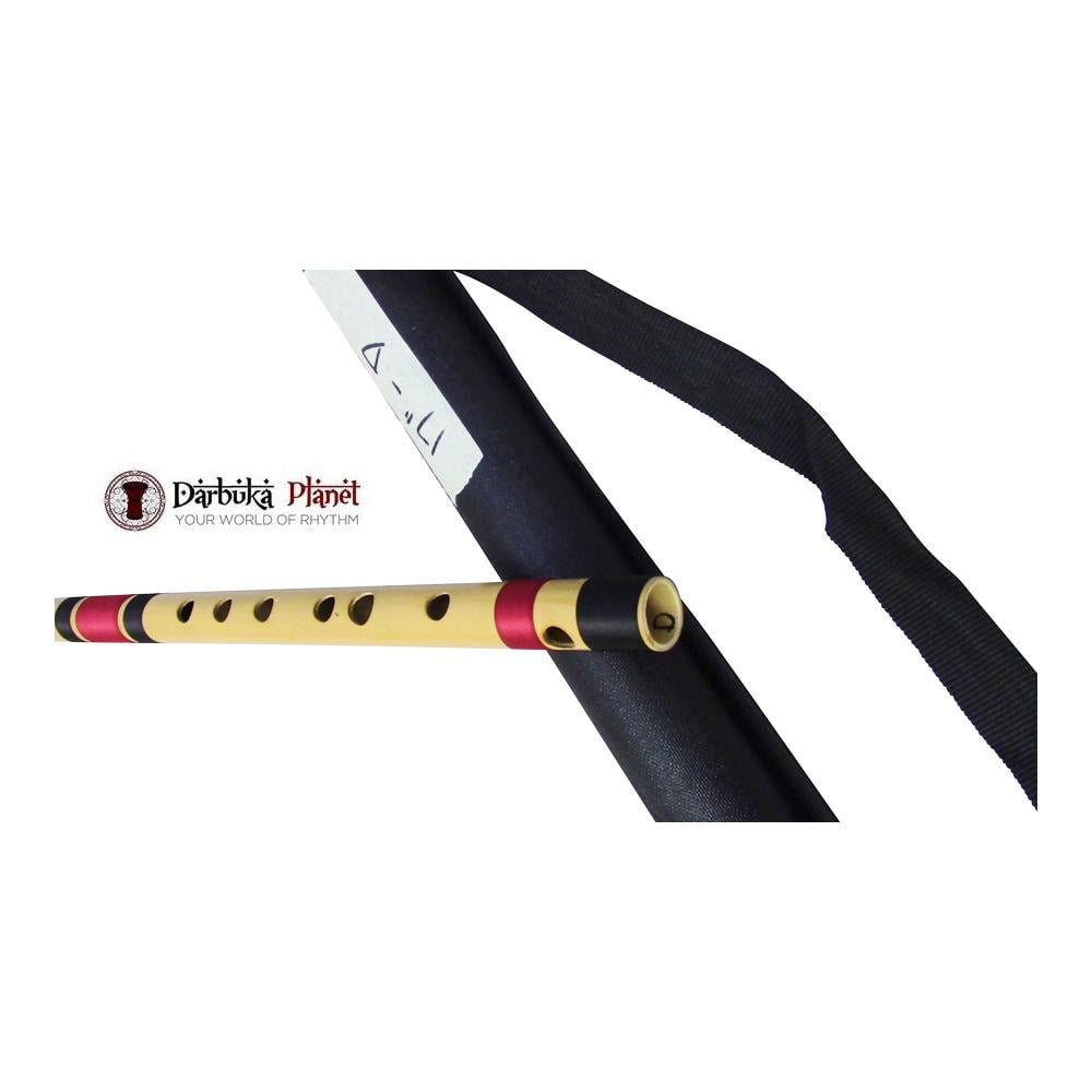 Zaza Percussion- Professional Scale D middle 17'' Inches Polished Bamboo Bansuri Flute (Indian Flute) With Carry Bag