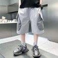 thumbnail image 4 of CONROSES Kids Boys Casual Shorts Wide Leg Baggy Shorts for Child Solid Elastic Waist Cozy Summer Jogger Shorts with Pockets, 4 of 4