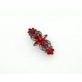thumbnail image 4 of Faship Red Rhinestone Crystal Gun Metal Plated Flora Hair Barrette Clip, 4 of 5