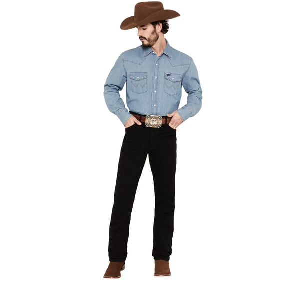 Wrangler Men's Men'S 936 High Rise Prewashed Cowboy Cut Slim Straight Jeans Shadow Black 27W x 32L US