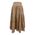 thumbnail image 4 of RUTAYY Women Long Denim Maxi Skirt High Waist Flowy Ruffle Pleated Tiered A-Line Skirt For Streetwear Holiday Casual Skirts Solid Color Flowy Swing Skirts, 4 of 5