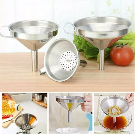 Crystal Wine Funnel - Stainless Steel Funnels for Transferring of Liquid Dry Ingredients Spices Essentail Oil Flask Funnel Metal Cooking Funnel
