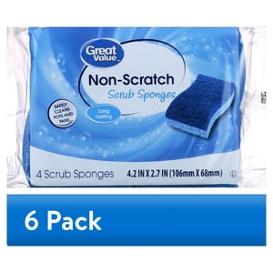 Great Value Non-Scratch Scrub Sponges, 24 Count (6 Packs)