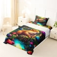thumbnail image 5 of Erosebridal Cartoon Capybara Twin Sheet Sets,Colorful Mushroom Fungus Planet Bedding For Kids Teens 3pcs, 5 of 6