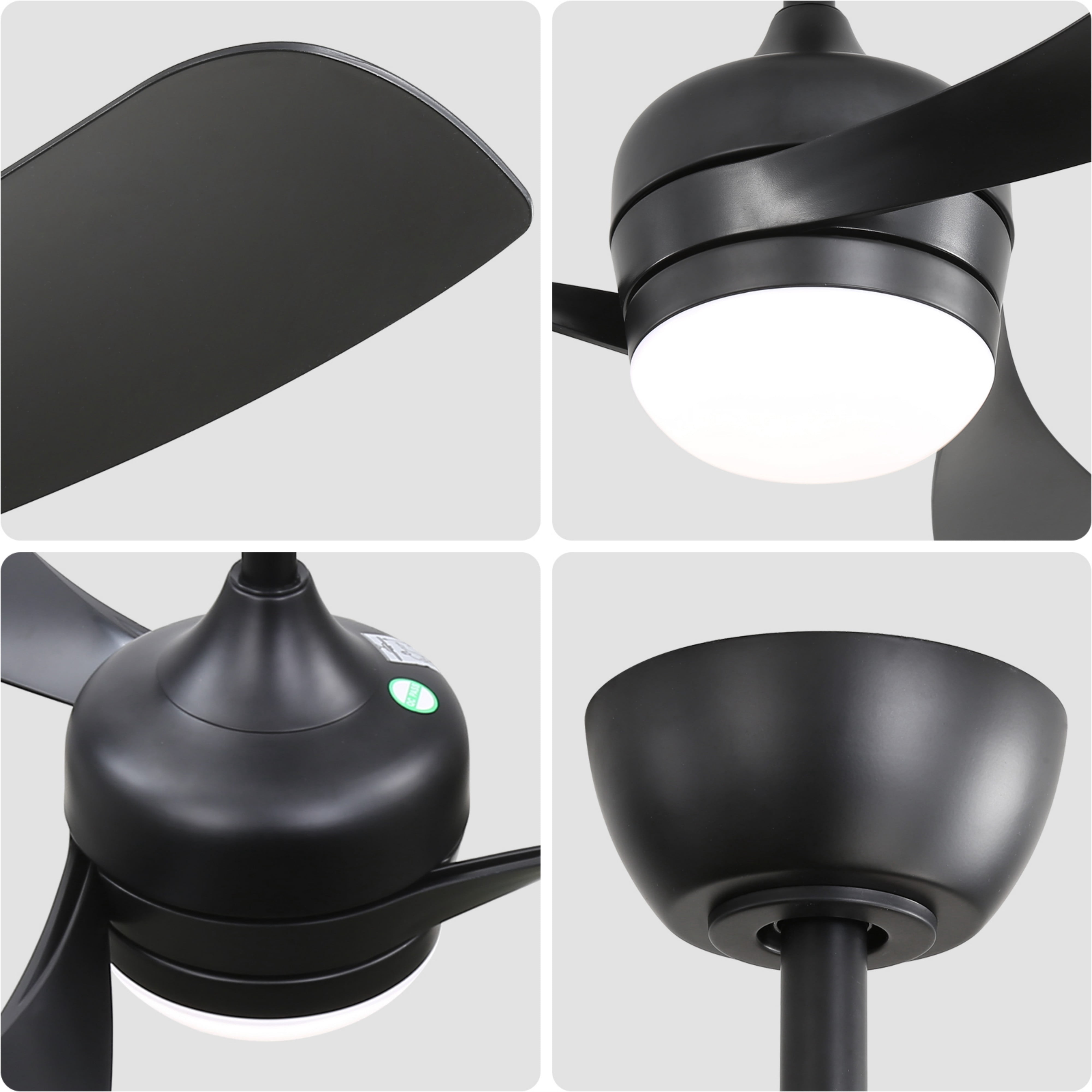 Sofucor 52" Ceiling Fan with Lights Remote Control, 3 Poles for Indoor Outdoor Ceiling Fan with Remote, Reversible Noiseless ETL Motor, 3 ABS Blades